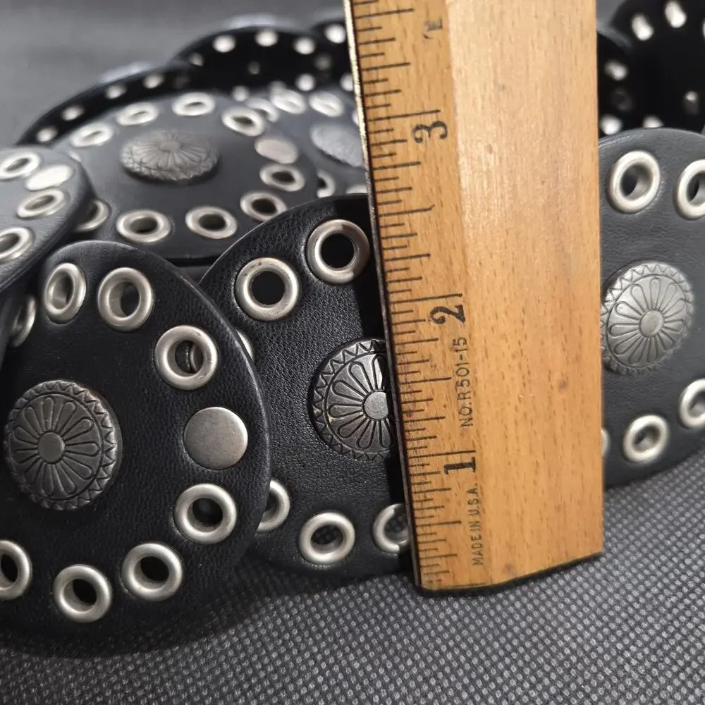 Concho Belt Urban Outfitters Black Silver 2.75